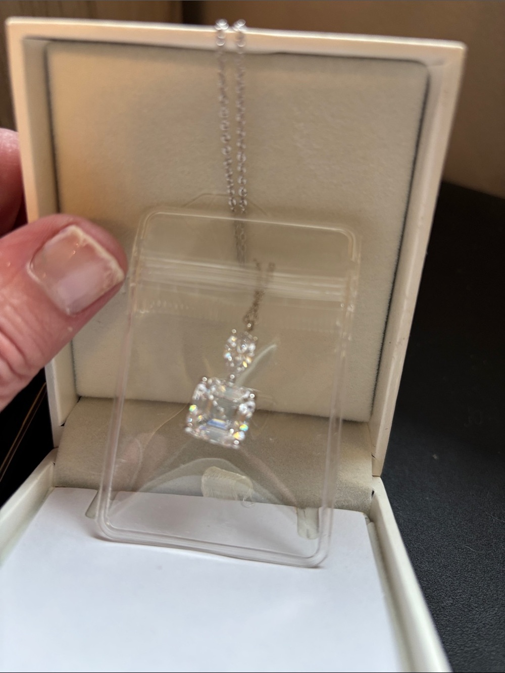 Maxine of Hollywood Silver Necklace with Clear Square CZ Pendant